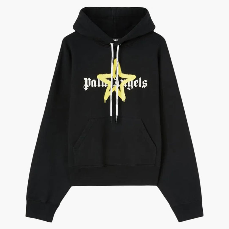 Palm Angels Star Star spruzzato con cappuccio nero/giallo