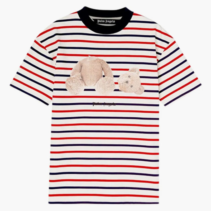 Palm Angels Striped Teddy Bear tričko bílé/červené/modré