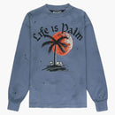 Palm Angels Sunset Palm Garment Dyed Long Sleeve Sweatshirt Blue