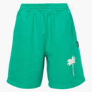 Palm Angels The Palm Cotton Track Shorts Parakeet Green/White