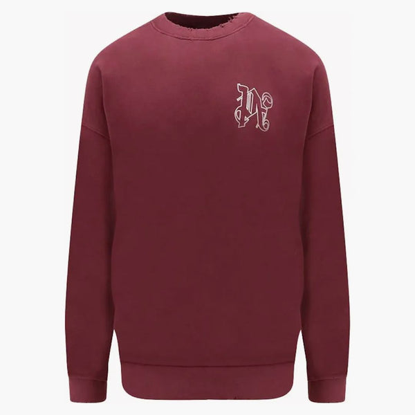 Palm Angels Vintage Effect PA logo mikina burgundie