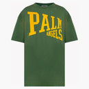 Palm Angels Vintage Look College Logo T-Shirt Green/Yellow