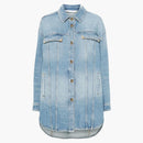 Palm Angels Washed Logo Denim Overshirt Blue