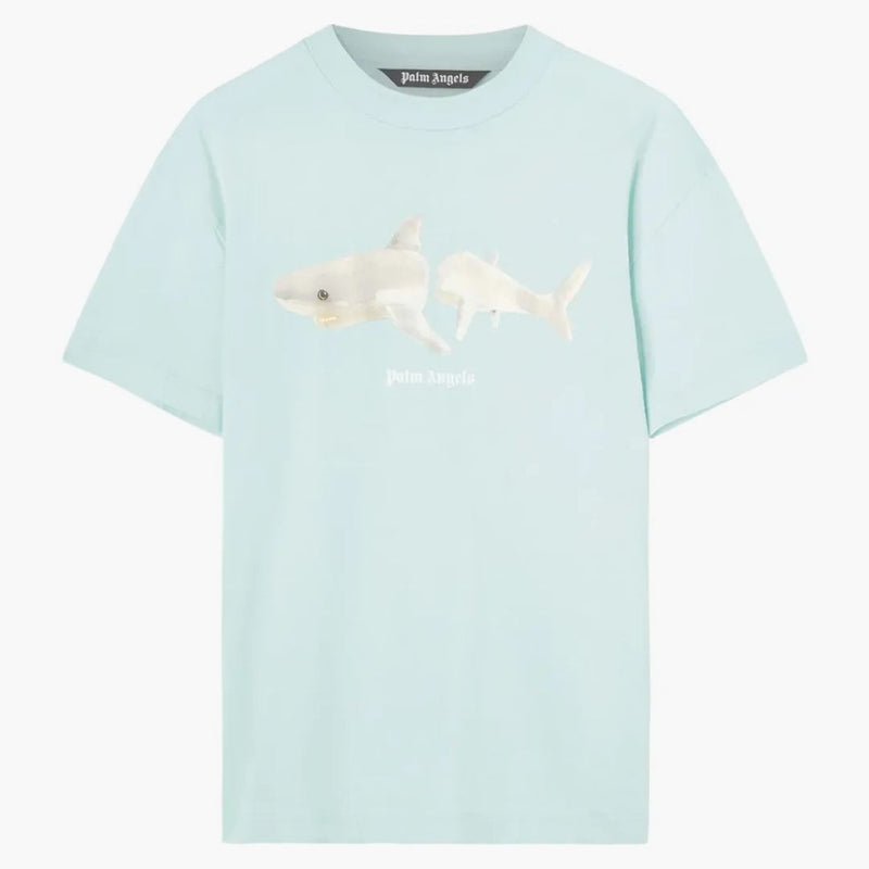 Palm Angels White Shark Classic Tee Light Blue/white