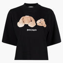 Palm Angels Womens Bear Cropped T-shirt Black/brown