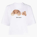 Palm Angels Dámské dámské oříznuté tričko bílé/hnědé