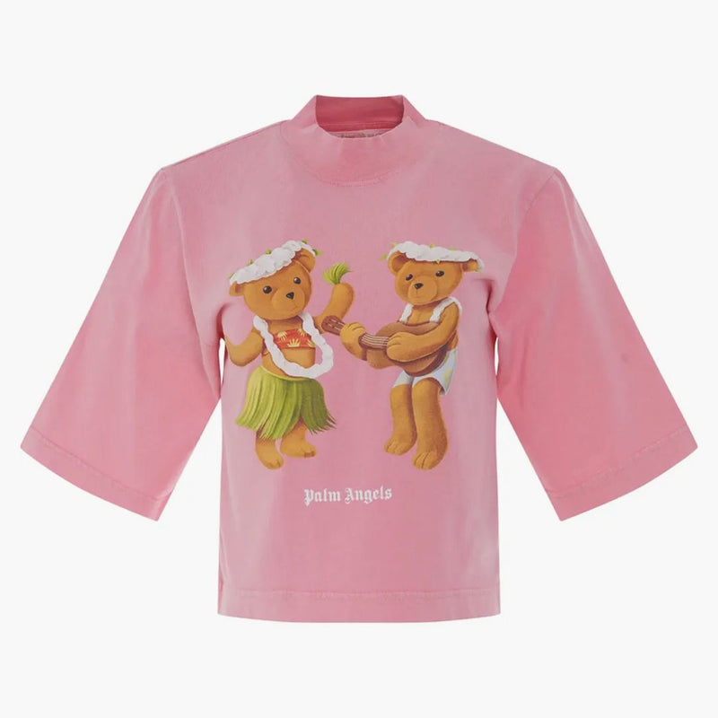 Tričko s oříznutým medvědem dámské dámské Palm Angels Fuchsia/Fluo Brown