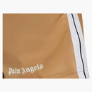 Palm Angels Womens Faux Leather Track Shorts Beige/White
