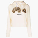 Palm Angels Womens Leopard Bear Hoodie Off White/Brown