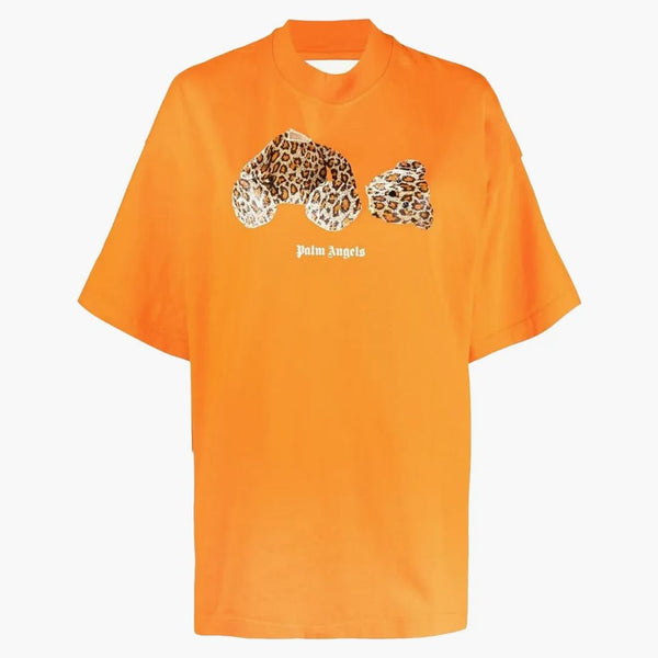 Palm Angels Dámské leopard Bear volné tričko Orange/Brown