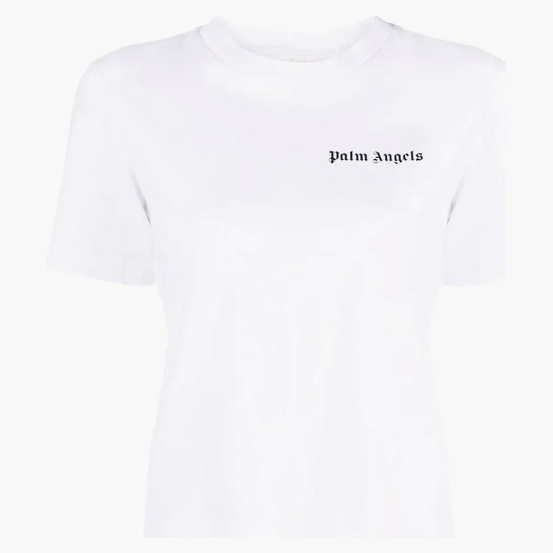 Palm Angels Womens Logo Maglietta montata bianca/nera