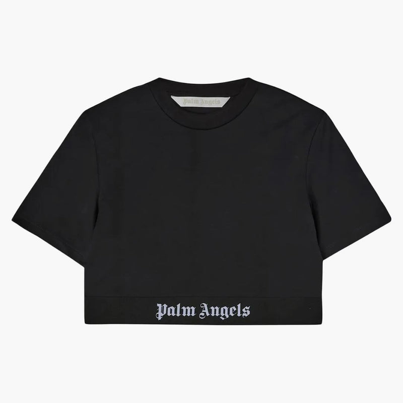 Palm Angels Women's Logo Tape Cropped T-shirt Black/white