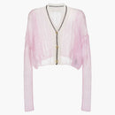 Palm Angels Women's Mohair Wool Blend Contrasta Contrasta Cardigan Pink/Cloud White