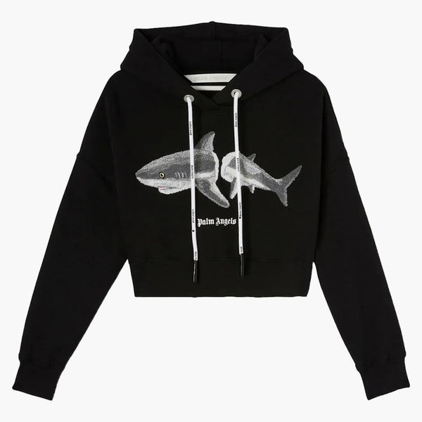 Palm Angels Womens Shark Hoodie Black/White