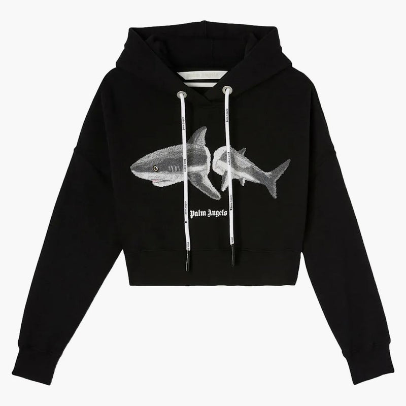 Palm Angels Womens Shark Hoodie Black/White