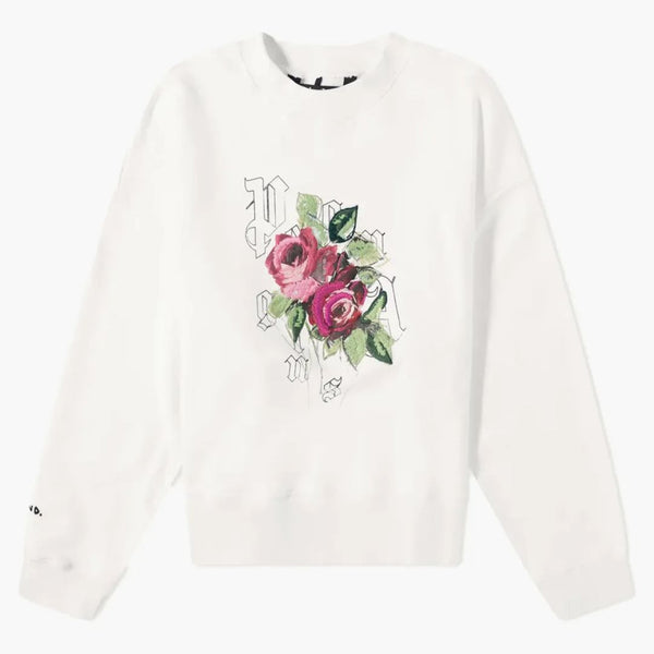 Palm Angels x End Big Rose Crewneck mikina bílá