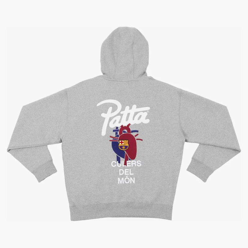 Patta X Barcelona FC Culers del Món maglione con cappuccio grigio scuro e Deep Royal Blue