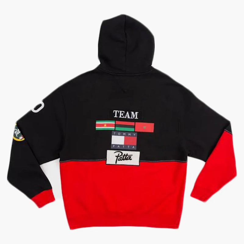 Patta x tommy jeans felpa con cappuccio nero/high Rischio rosso