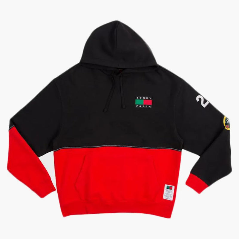 Patta x tommy jeans felpa con cappuccio nero/high Rischio rosso