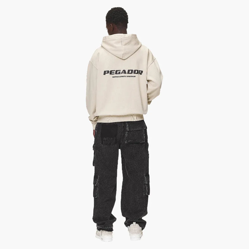 Pegador Colne Logo Oversized Zip Up Hoodie Desert Sand Model 2