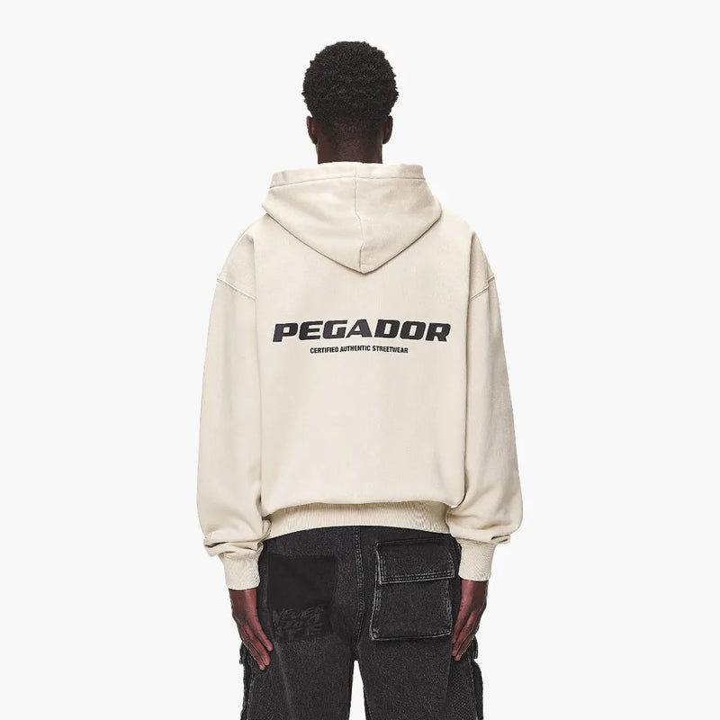 Pegador Colne Logo Oversized Zip Up Hoodie Desert Sand Model 3