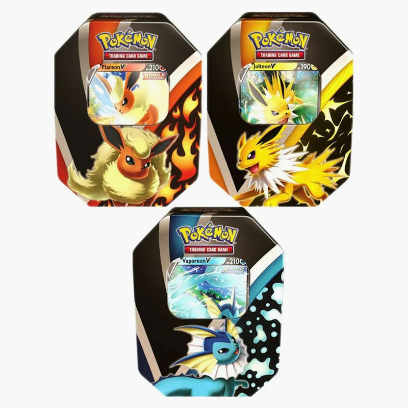 Pokémon Tcg Eevee Evolutions Tin Vaporeon V/jolteon V/flareon V 3x Bundle