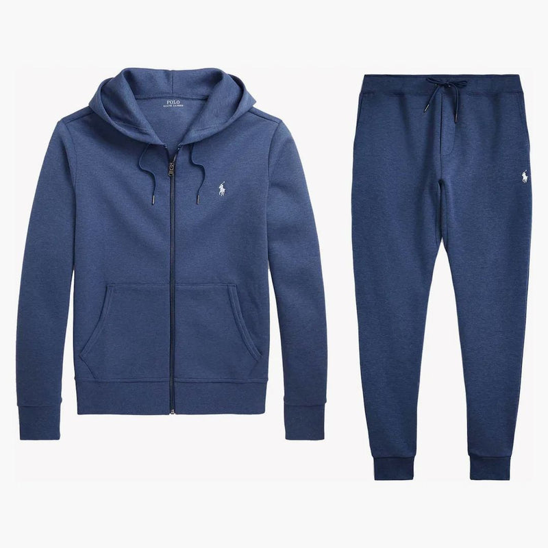 Polo Ralph Lauren s dvojitým plnohodnotným mikinem a dvojitým pleteným joggerovým kalhotám Set Derby Blue Heather