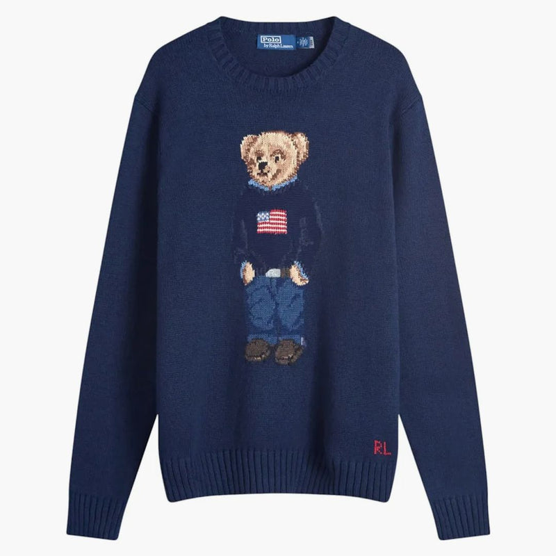 Polo Ralph Lauren Flag Bear Knit Jumper Bear Navy