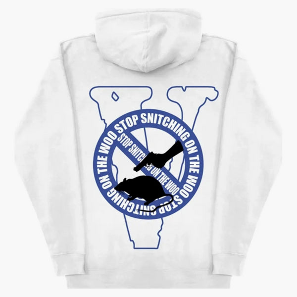 Pop Smoke X Vlone Stop Snitching Hoodie White/blue