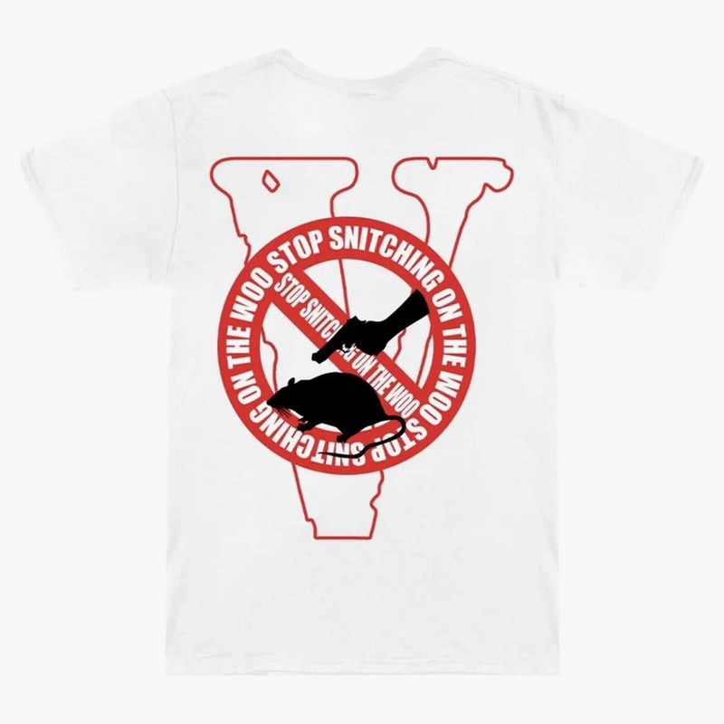 Pop Smoke X Vlone Stop Snitching T-shirt White/red