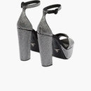 Prada 135mm Crystal Platform Sandals Black Satin