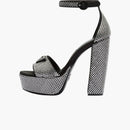 Prada 135mm Crystal Platform Sandals Black Satin