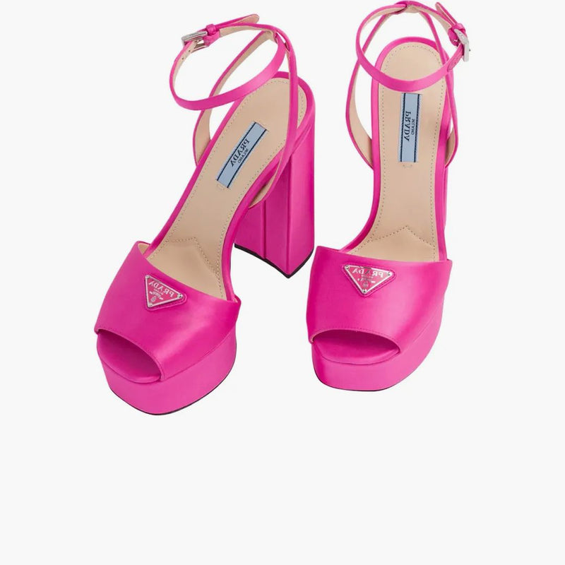Prada 135mm Platform Sandals Begonia Pink Satin