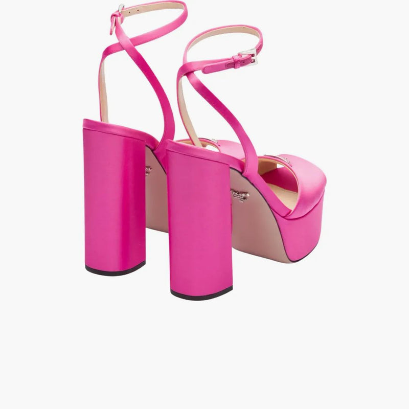 Prada 135mm Platform Sandals Begonia Pink Satin