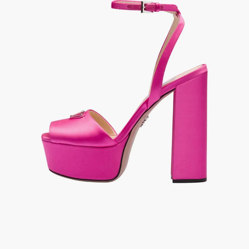 Prada 135mm Platform Sandals Begonia Pink Satin