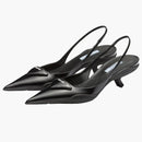 Čerpadla prada 30 mm zazatá černá kartáčovaná kůže