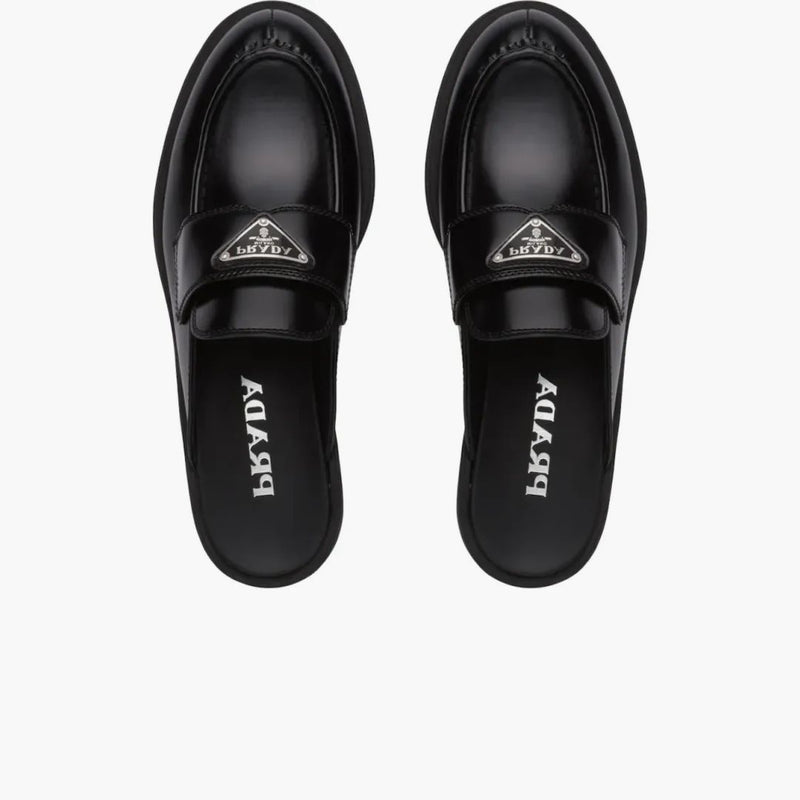 Prada 40mm Mule Black Brushed Leather