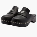Prada 45mm Studded Clogs Black Leather