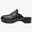 Prada 45mm Studded Clogs Black Leather