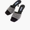 PADA 65mm Crystal Heelled Sandals Black Satin