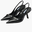 Čerpadla prada 65mm s pravým prachem Černá kartáčovaná kůže