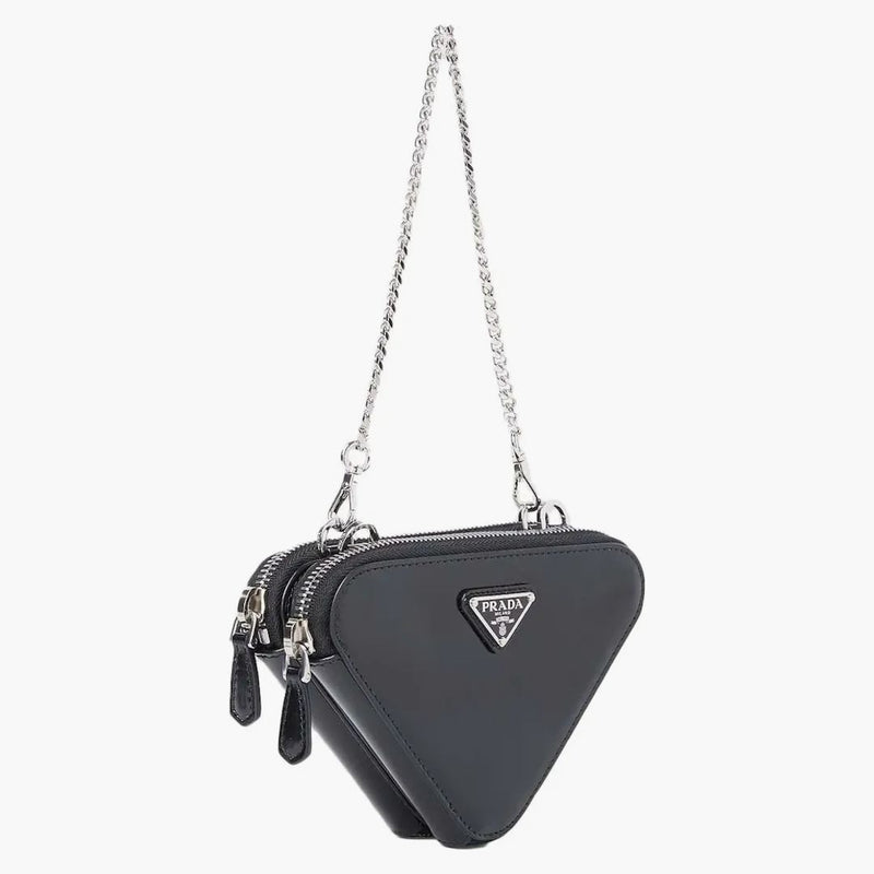 Prada Brushed Chain-linked Wallet Black