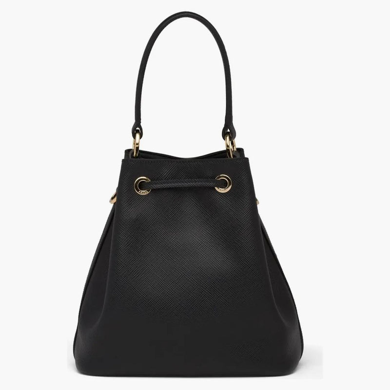 Prada Bucket Bag Saffiano Leather Gold-tone Black