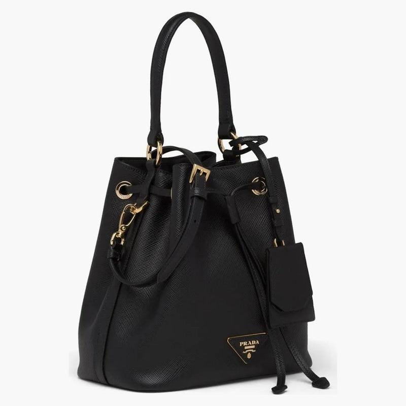 Prada Bucket Bag Saffiano Leather Gold-tone Black