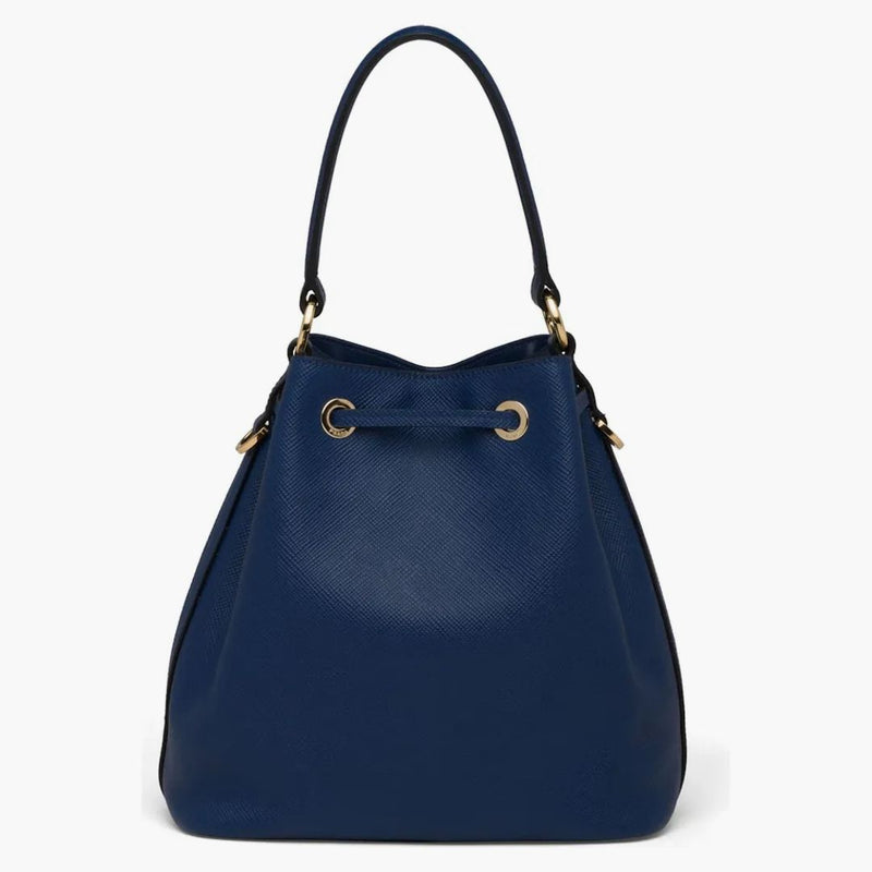 Prada Bucket Bag Saffiano Leather Gold-tone Blue