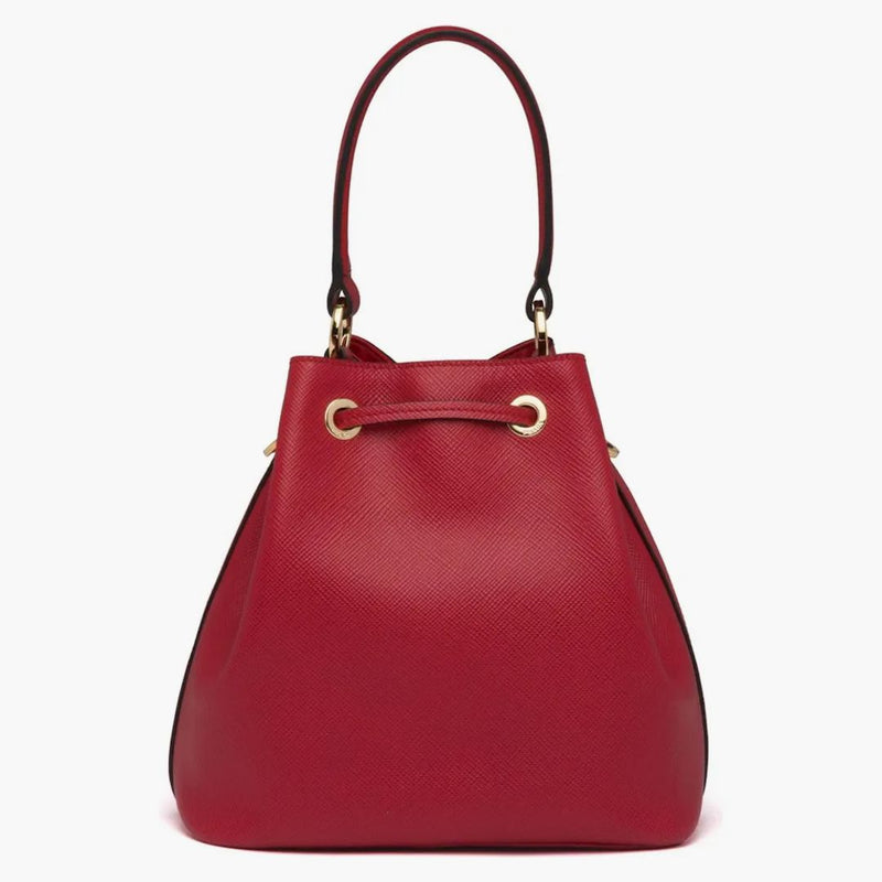 Prada Bucket Bag Saffiano Leather Gold-tone Red
