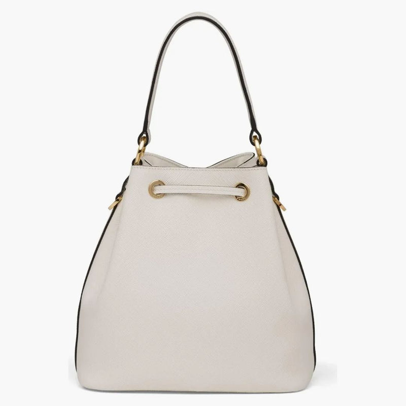 Prada Bucket Bag Saffiano Leather Gold-tone White