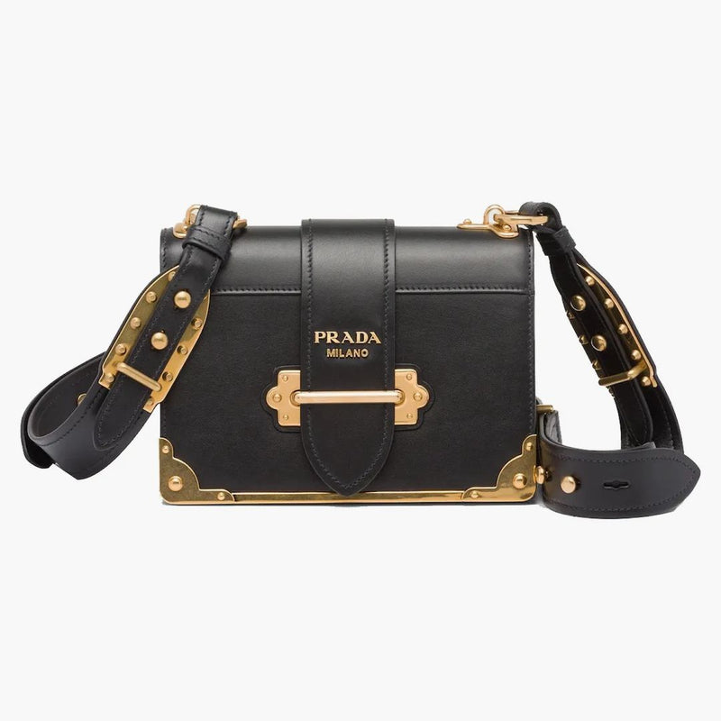 Prada Cahier Leather Bag Black