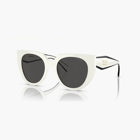 Prada Cat Eye Logo Sunglasses White/black (spr14w 142-5s0)