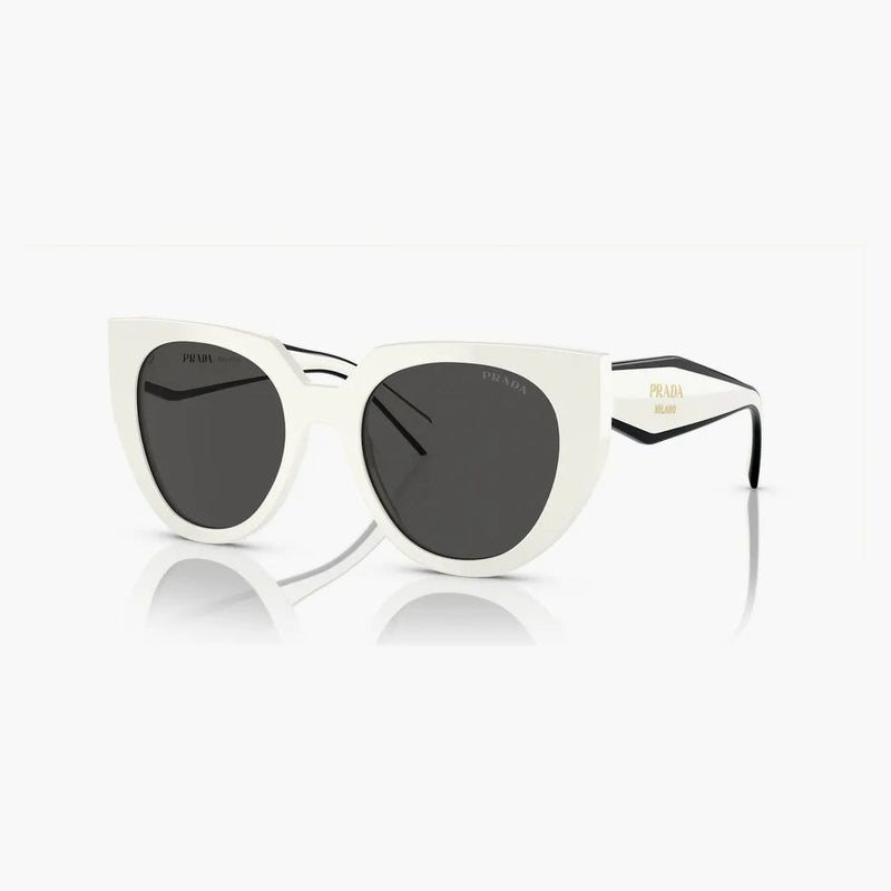Prada Cat Eye Logo Sunglasses White/black (spr14w 142-5s0)